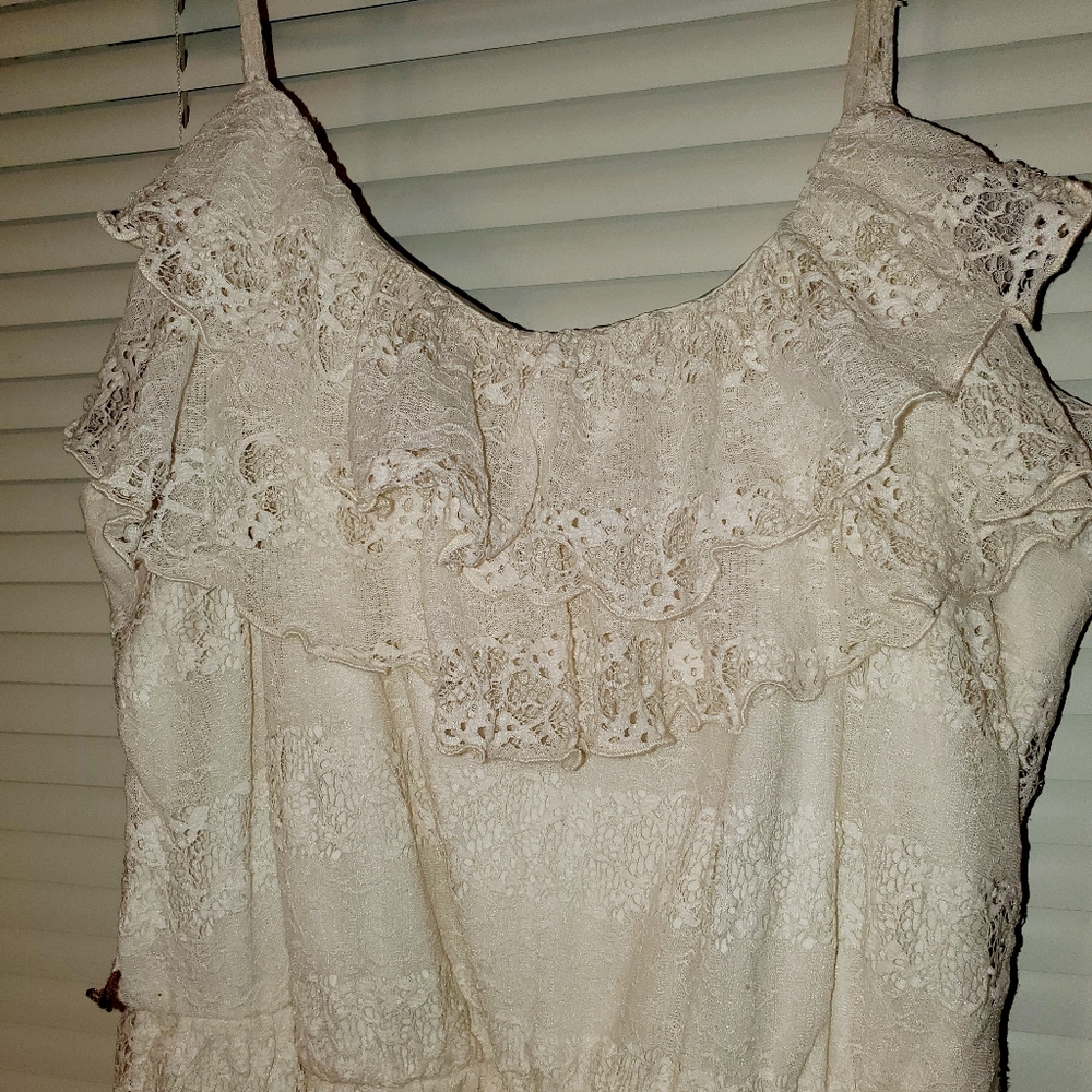 Spaghetti Strap Lace Ivory Dress